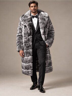 NEW Jordan Craig Black Label Don Juan Chinchilla Fur Coat Size XL